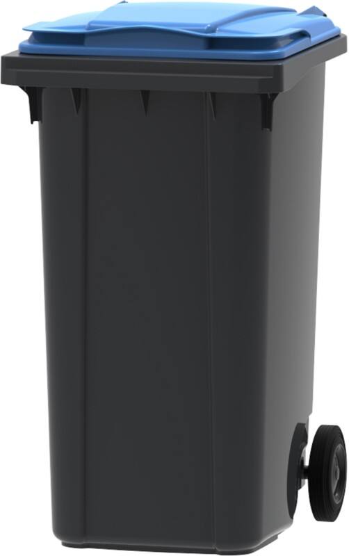 Poubelle à roulettes 240 L Bleu, gris Plastique