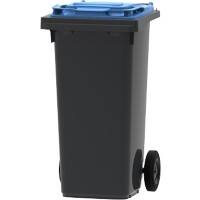 Poubelle à roulettes 120 L Bleu, gris Plastique