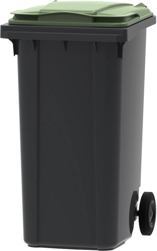Poubelle à roulettes 240 L Gris, vert Plastique