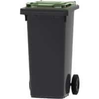 Poubelle à roulettes 120 L Gris, vert Plastique