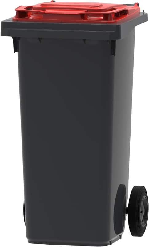 Poubelle à roulettes 120 L Gris, rouge Plastique