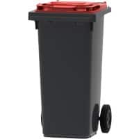 Poubelle à roulettes 120 L Gris, rouge Plastique