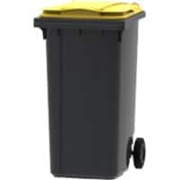 Poubelle à roulettes 240 L Gris, jaune Plastique