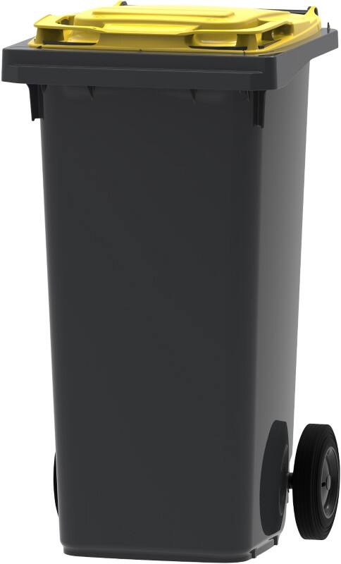Poubelle à roulettes 120 L Gris, jaune Plastique