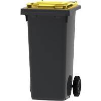 Poubelle à roulettes 120 L Gris, jaune Plastique