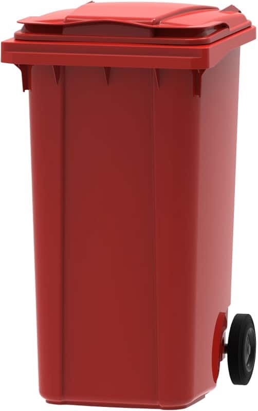 Poubelle à roulettes 240 L Rouge Plastique