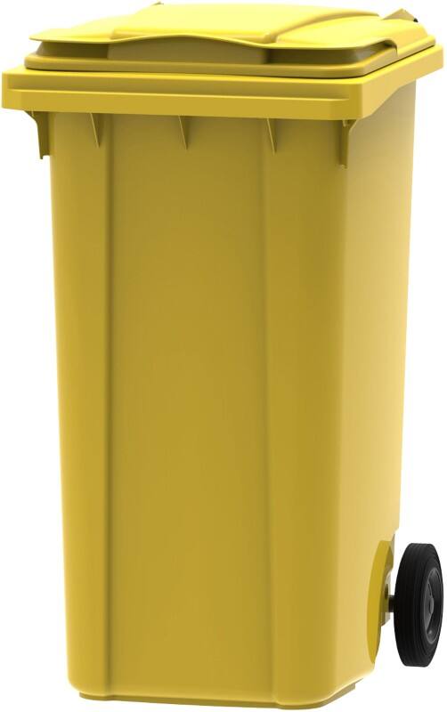 Poubelle à roulettes 240 L Jaune Plastique