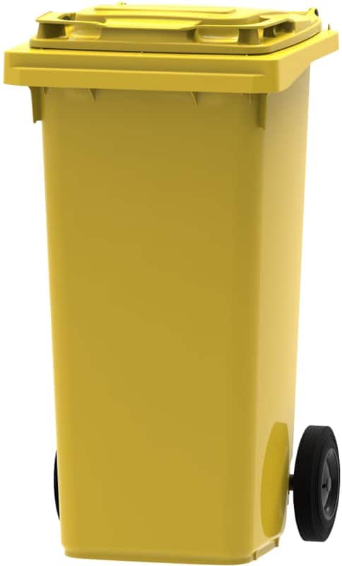 Poubelle à roulettes 120 L Jaune Plastique