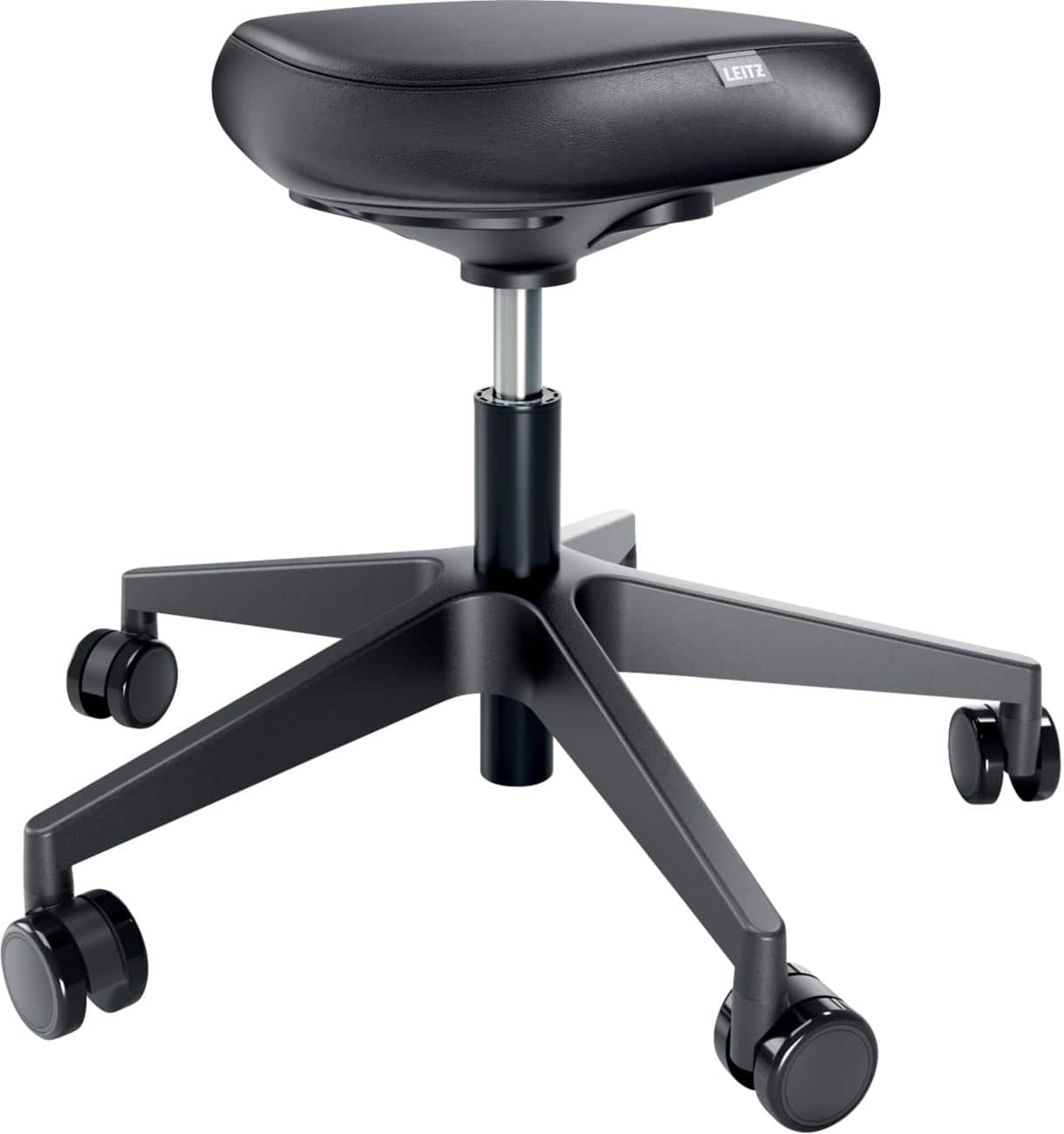 Tabouret Leitz Ergo 6578 Ergonomique avec roulettes et siège confortable et réglable, Noir