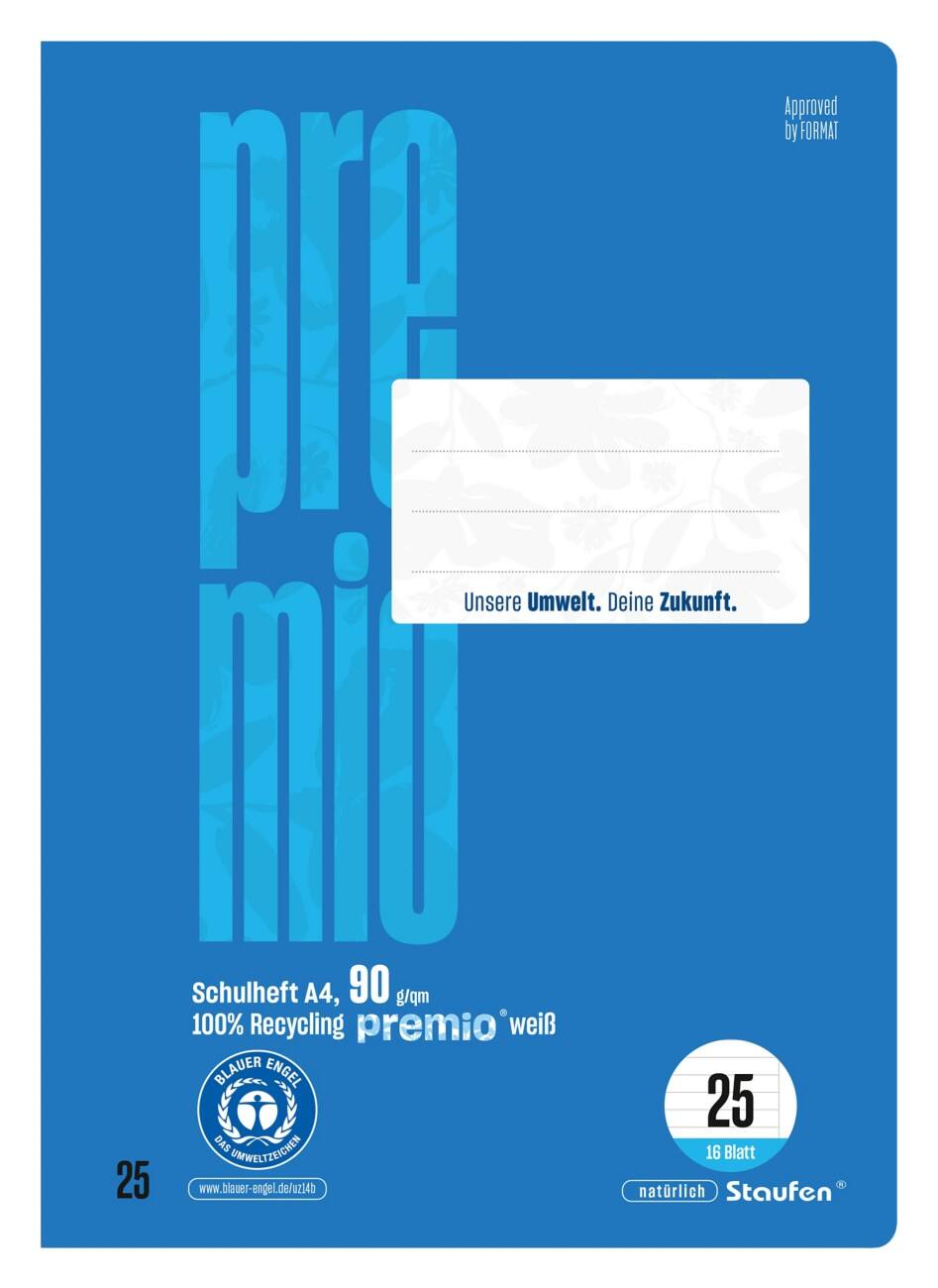 Cahier d'exercices Premio Lin25 A4 16 feuilles 90 g/m² Bleu 9 mm Ligné Avec bord