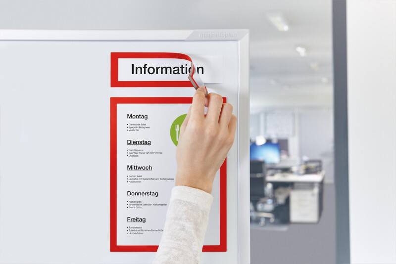 magnetoplan magnetofix A4/A5 Displayframe Magnetisch Rood Niet Klevend 1131706 7,5 (B) x 0,8 (D) x 28,5 (H) cm 5 Stuks