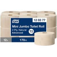 Papier toilette Tork Mini Jumbo T2 2 épaisseurs Naturel 12 rouleaux de 170 m