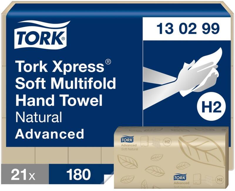 Tork Xpress Advanced  Handdoek H2 Z-vouw Bruin 2-laags 130299 21 Stuks à 180 Vellen
