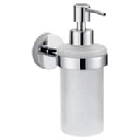 Distributeur de savon tesa Smooz Chrome, métal, verre dépoli Argenté, blanc