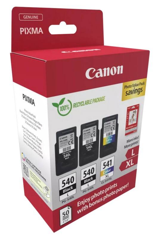 Canon 2x PG-540L /1x CL-541XL Origineel Inktcartridge Zwart, Cyaan, Magenta, Geel 3 Stuks