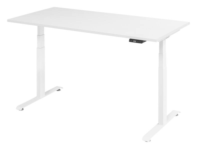 Bureau assis-debout VLXK65 Hauteur ajustable électriquement Blanc C-Pied 1600 (L) x 800 (P) x 1295 (H) mm Acier, Aggloméré