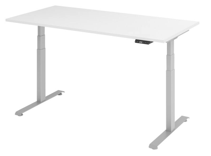 Bureau assis-debout VLXK65 Hauteur ajustable électriquement Blanc C-Pied 1600 (L) x 800 (P) x 1295 (H) mm Acier, Aggloméré