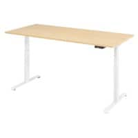 Bureau assis-debout Hauteur Ajustable électriquement Érable Bois, Métal Blanc T-Pied 1800 x 800 x 1295 mm