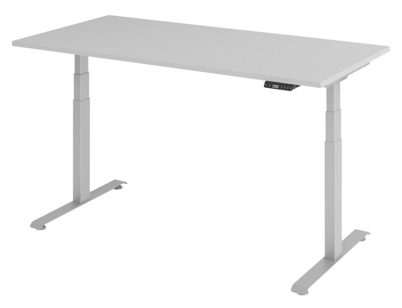 Bureau assis-debout VLXK65 Hauteur ajustable électriquement Gris C-Pied 1600 (L) x 800 (P) x 1295 (H) mm Acier, Aggloméré