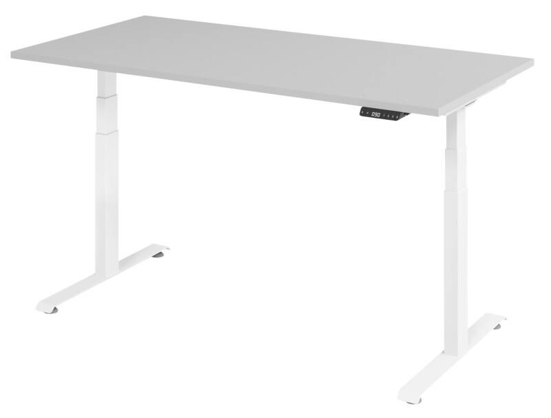 Bureau assis-debout VLXK65 Hauteur ajustable électriquement Gris C-Pied 1600 (L) x 800 (P) x 1295 (H) mm Acier, Aggloméré