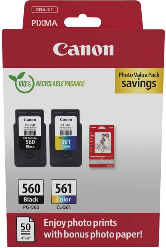 Canon 560, 561 Origineel Inktcartridge Cyaan, Geel, Magenta, Zwart Pak van 2