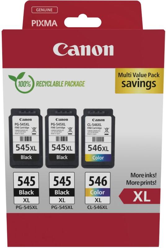 Canon 545, 546 Origineel Inktcartridge Cyaan, Geel, Magenta, Zwart Multipak van 3