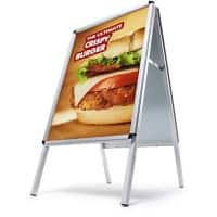 SHOWDOWN A-Board 32mm Foldable Stop-Trottoir 2 Panneaux A1 Aluminium Argenté Imperméable