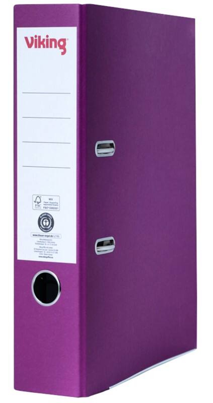 Classeur à levier Viking Large A4 75 mm Violet 2 Anneaux Carton Mat Portrait