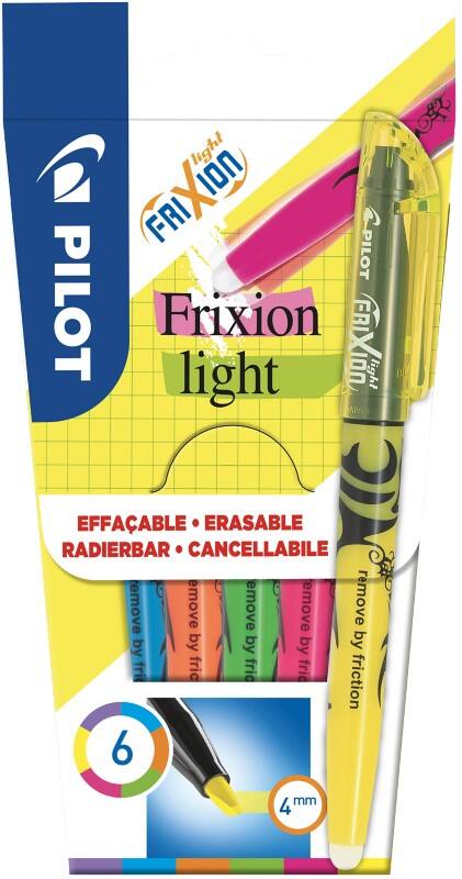 Surligneur Pilot FriXion Light Assortiment 93% Recyclé Moyen Biseauté - 3,3 mm 6 Unités