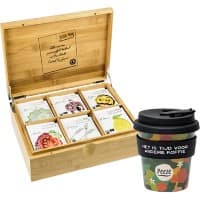 PEEZE Seasonal Luxe Party Tea Pack Tasse réutilisable et boîte à thé comprenant 6 thés différents