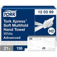 Tork H2  Handdoek M-vouw Wit 2-laags 120399 21 Stuks à 136 Vellen 