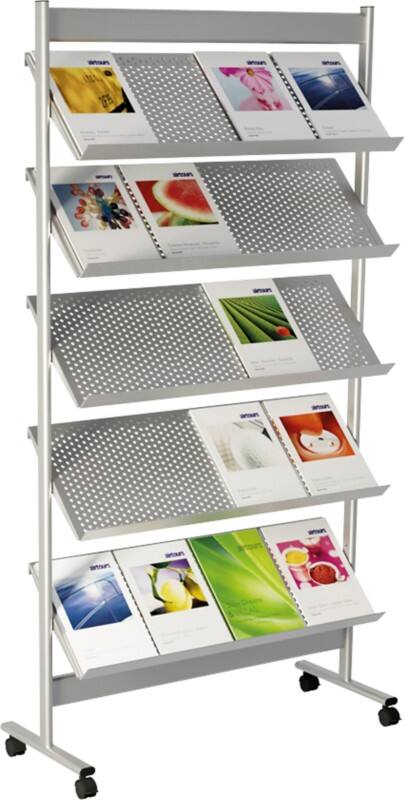 Présentoir à brochures Kerkmann A4 Argenté 42348714 930 (L) x 350 (P) x 1700 (H) mm