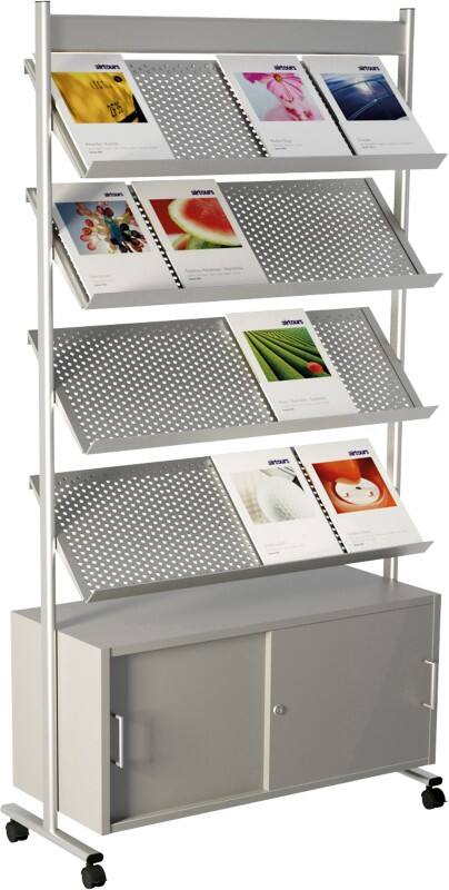 Présentoir à brochures Kerkmann A4 Argenté 42348914 930 (L) x 380 (P) x 1700 (H) mm