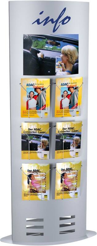 Présentoir à brochures Kerkmann Argenté 44693614 770 (L) x 330 (P) x 1850 (H) mm