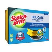 Éponge à récurer Scotch-Brite Delicate Protection des ongles 13,4 x 4,6 x 8,9 cm Bleu, jaune 2 unités