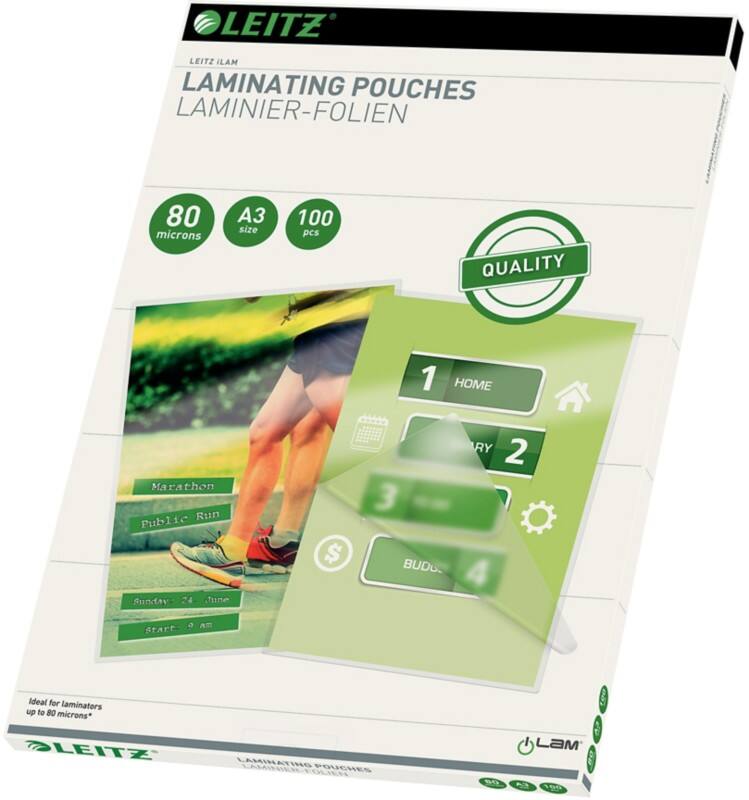 Pochette de plastification iLAM Quality Leitz 33819 A3 Brillant 80 microns (2 x 80) Transparent 100 Unités