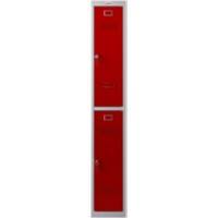 Casier Phoenix Personal Lockers Acier 2 portes Serrure à clé 300 x 500 x 1830 mm Gris, rouge