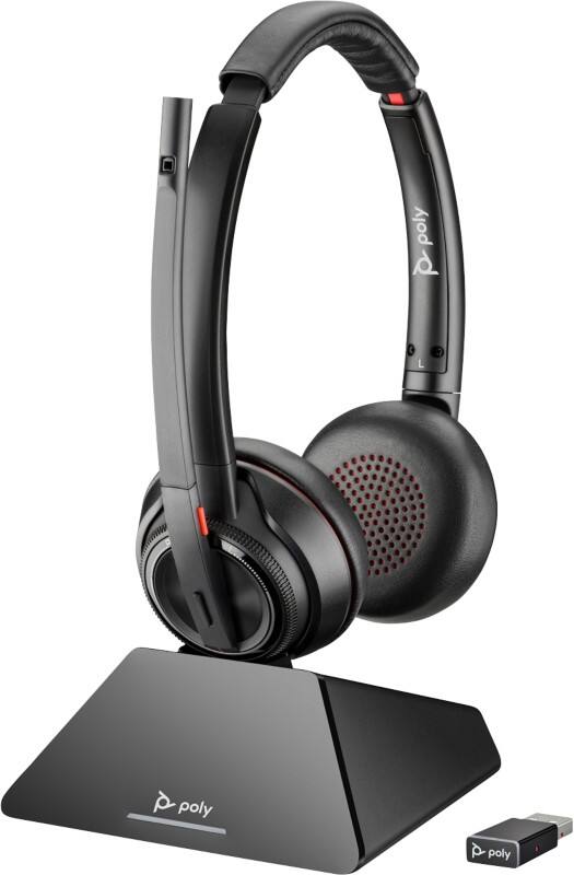 poly Savi Headset Over het hoofd Met Bluetooth Active noise-cancelling Met microfoon Stereo 8220 Zwart