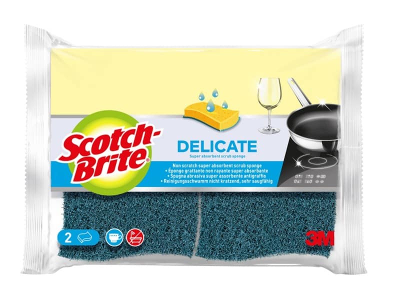 Scotch-Brite Delicate Spons 10,5 x 2,5 x 15 cm Geel 2 Stuks