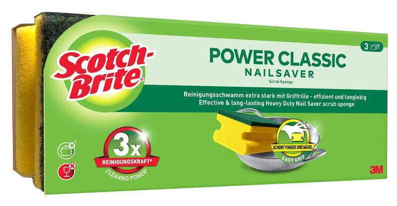Scotch-Brite Power Classic Nail Saver Spons Geel 3 Stuks