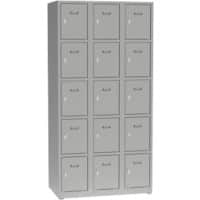 Garderobekast Metaal 15 deuren Hangslot 900 x 500 x 1.800 mm Grijs