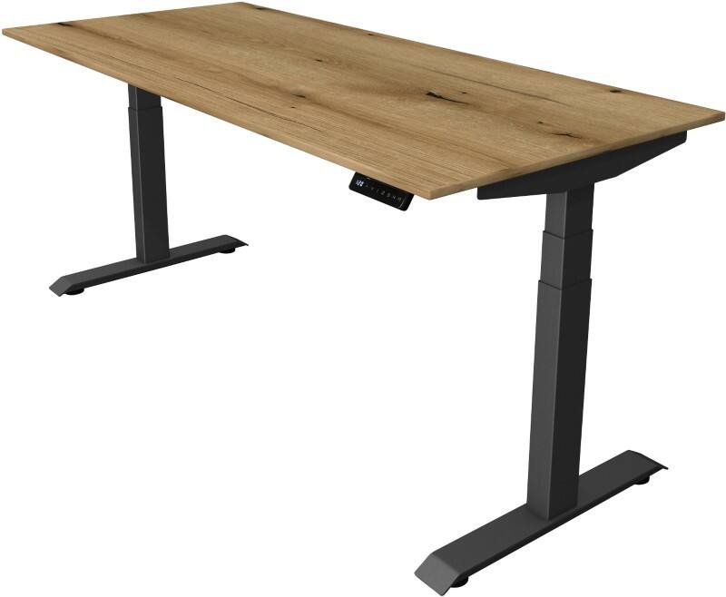 Bureau assis-debout Kerkmann Hauteur ajustable électriquement Chêne Piètement en T 0 tiroirs 0 caissons 1800 (l) x 800 (p) x 1290 (h) mm Bois, métal