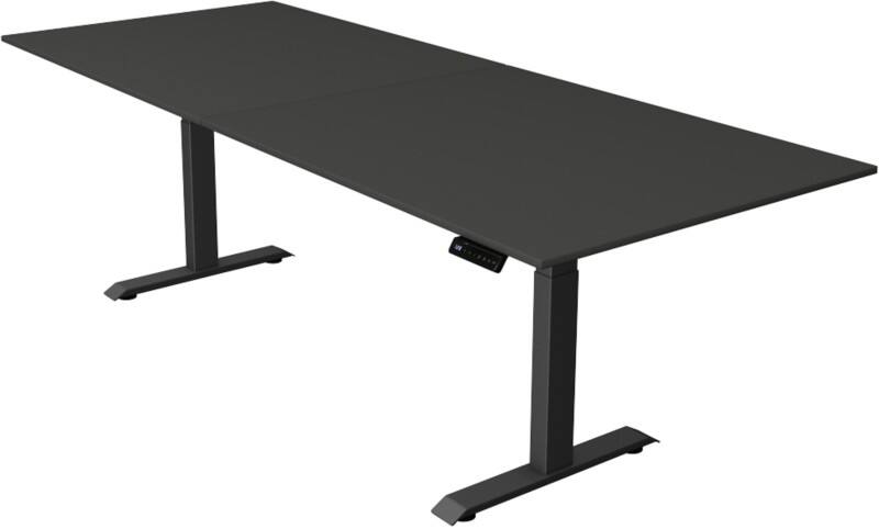 Bureau assis-debout Kerkmann Hauteur ajustable électriquement Anthracite Piètement en T 0 tiroirs 0 caissons 2500 (l) x 1000 (p) x 1290 (h) mm Bois, métal