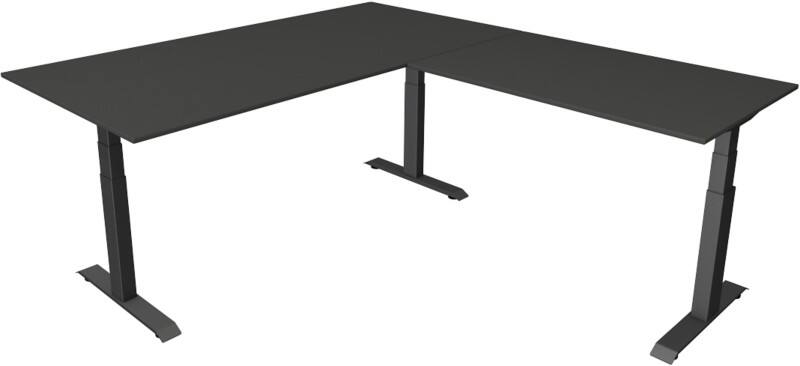 Bureau assis-debout Kerkmann Hauteur ajustable électriquement Anthracite Piètement en T 0 tiroirs 0 caissons 2000 (l) x 2200 (p) x 1290 (h) mm Bois, métal