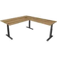 Kerkmann Elektronisch In hoogte verstelbaar Zit-sta-bureau Eiken T-poot 0 lades 0 ladeblokken 2.000 (B) x 2.200 (D) x 1.290 (H) mm Hout, Metaal