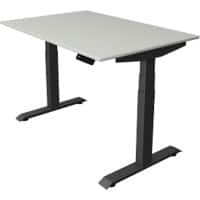 Bureau assis-debout Kerkmann Hauteur ajustable électriquement Gris clair Piètement en T 0 tiroirs 0 caissons 1200 (l) x 800 (p) x 1290 (h) mm Bois, métal