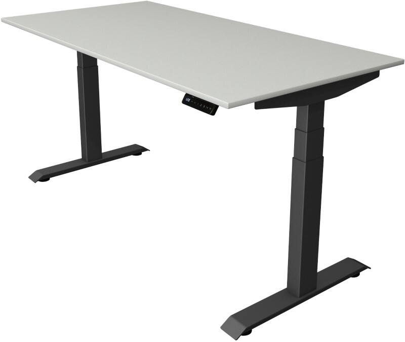 Kerkmann Elektronisch In hoogte verstelbaar Zit-sta-bureau Lichtgrijs T-poot 0 lades 0 ladeblokken 1.600 (B) x 800 (D) x 1.290 (H) mm Hout, Metaal
