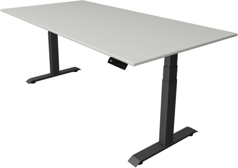 Kerkmann Elektronisch In hoogte verstelbaar Zit-sta-bureau Lichtgrijs T-poot 0 lades 0 ladeblokken 2.000 (B) x 1.000 (D) x 1.290 (H) mm Hout, Metaal