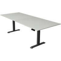 Bureau assis-debout Kerkmann Hauteur ajustable électriquement Gris clair Piètement en T 0 tiroirs 0 caissons 2500 (l) x 1000 (p) x 1290 (h) mm Bois, métal