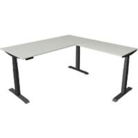 Bureau assis-debout Kerkmann Hauteur ajustable électriquement Gris clair Piètement en T 0 tiroirs 0 caissons 1800 (l) x 1800 (p) x 1290 (h) mm Bois, métal